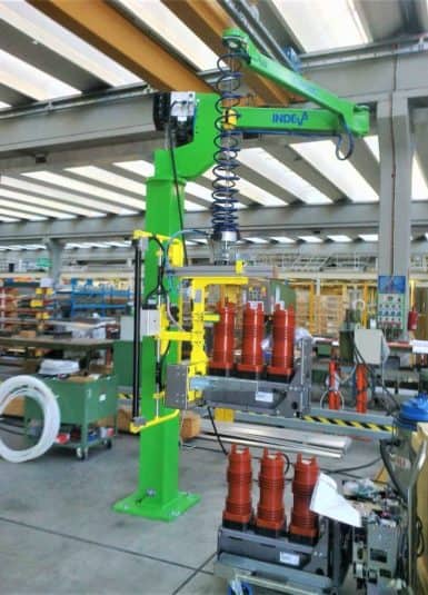 Varios Equipos Electromecánicos Los manipuladores industriales INDEVA, equipados con dispositivos de rotación de carga, están diseñados para permitir la introducción de varios equipos electromecánicos en cajas, con mordazas de vacío o de accionamiento mecánico durante la fase de envasado.
